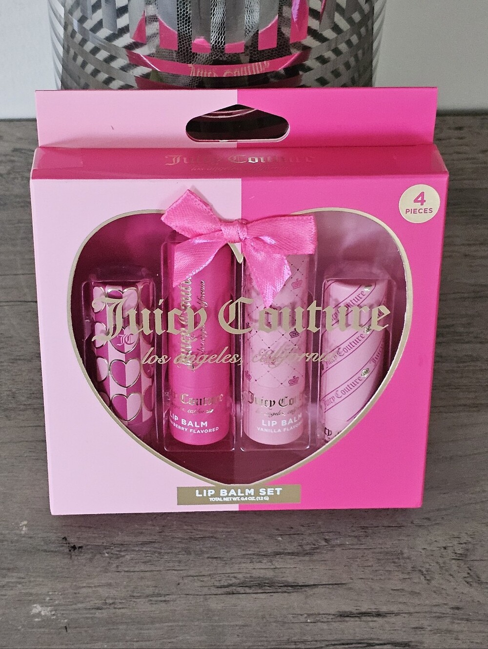 Juicy Couture Pink Lip Balm Set - 4 Piece Hydrating Lip Care
